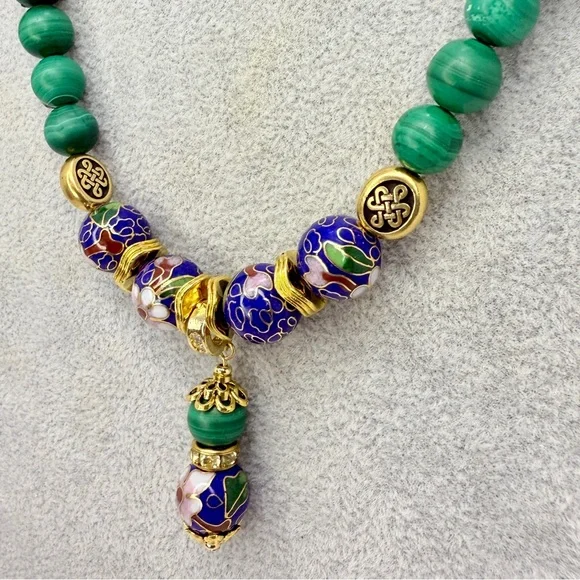 Artisan Green Malachite & Blue Cloisonné - Picture 5 of 6